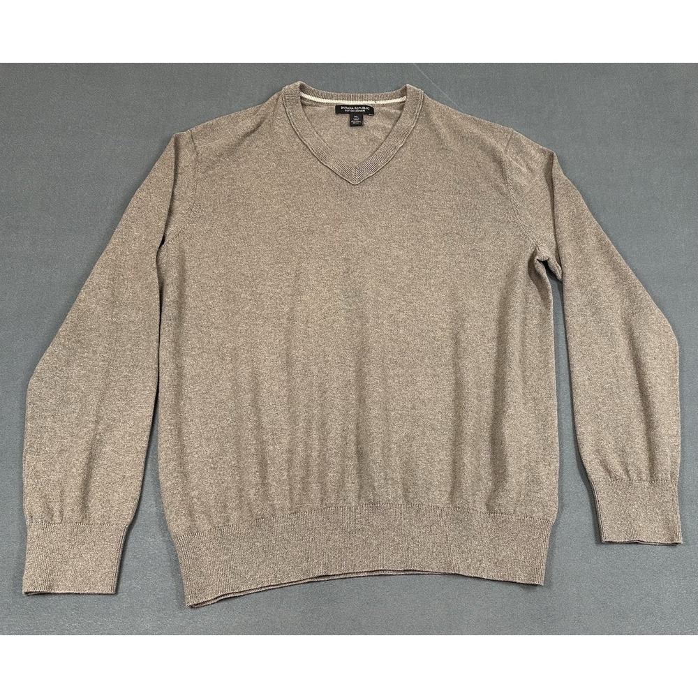 Banana Republic Sweater Mens Size XL Cotton Cashmere Blend V Neck Pullover